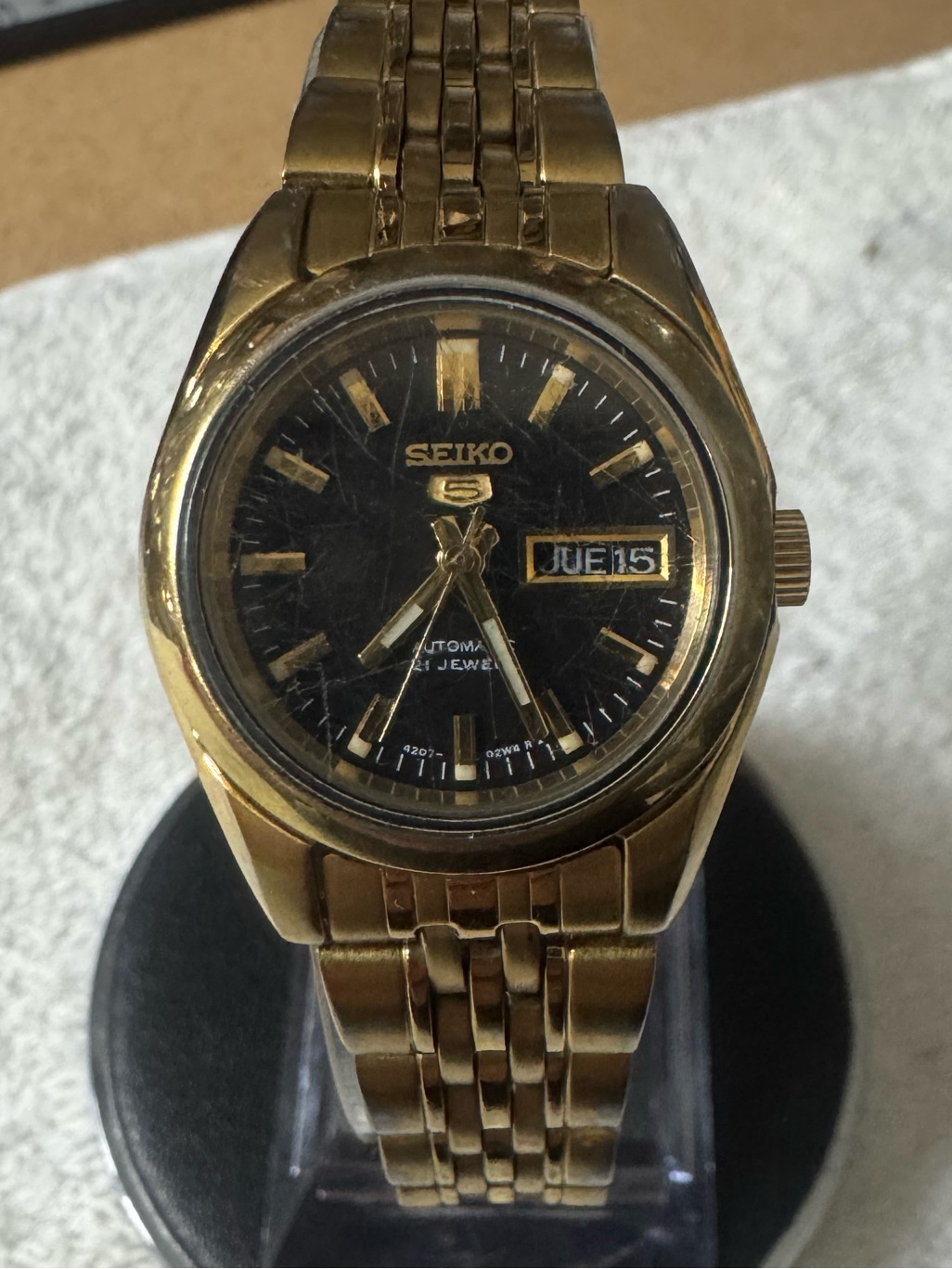 Seiko Gold Tone Watch With Black Dial